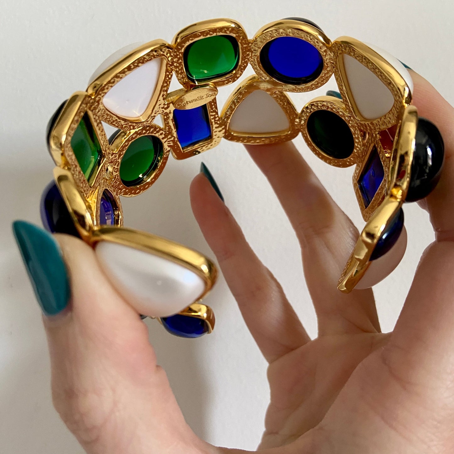 Gorgeous Resin Jewel and Pearl Cuff Bracelet
