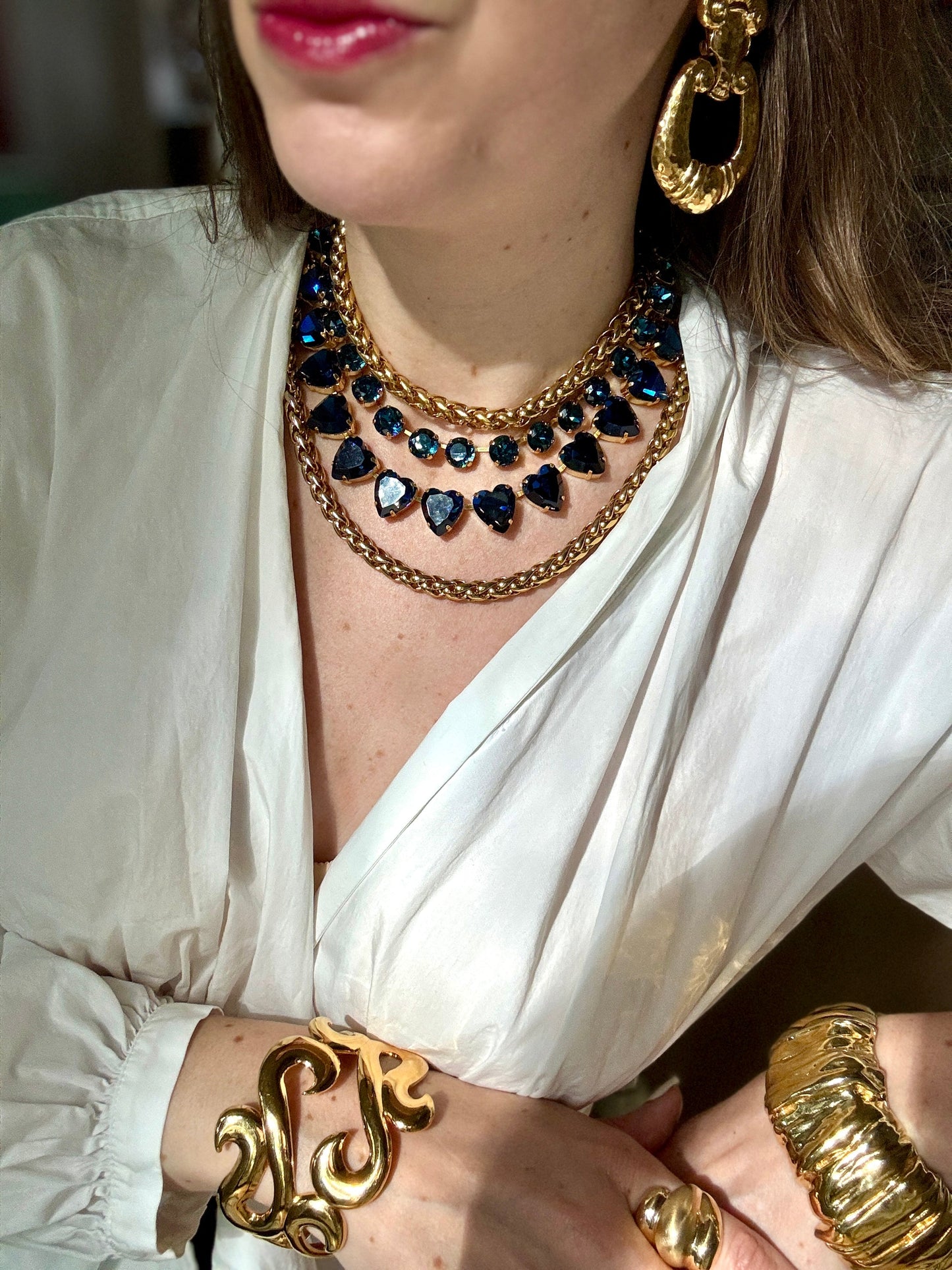 Daphne Dark Blue Crystal Riviera Necklace