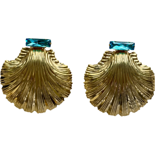Ariel Aqua Shell Earrings