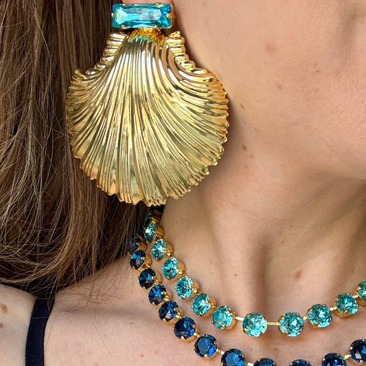 Ariel Aqua Shell Earrings