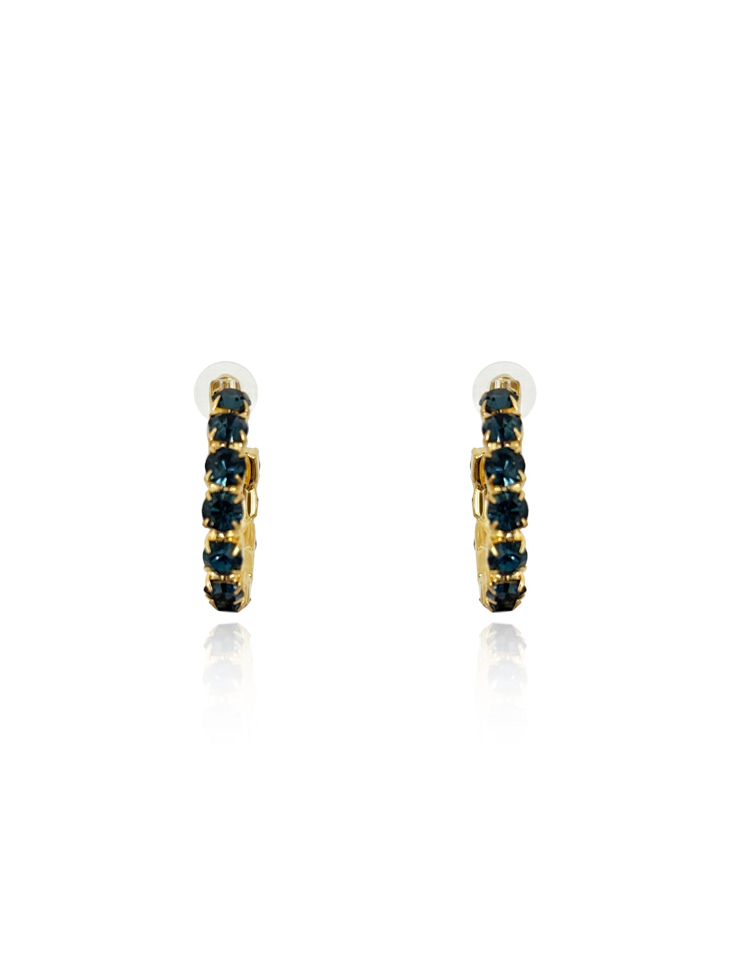 Daphne Dark Blue Crystal Hoops