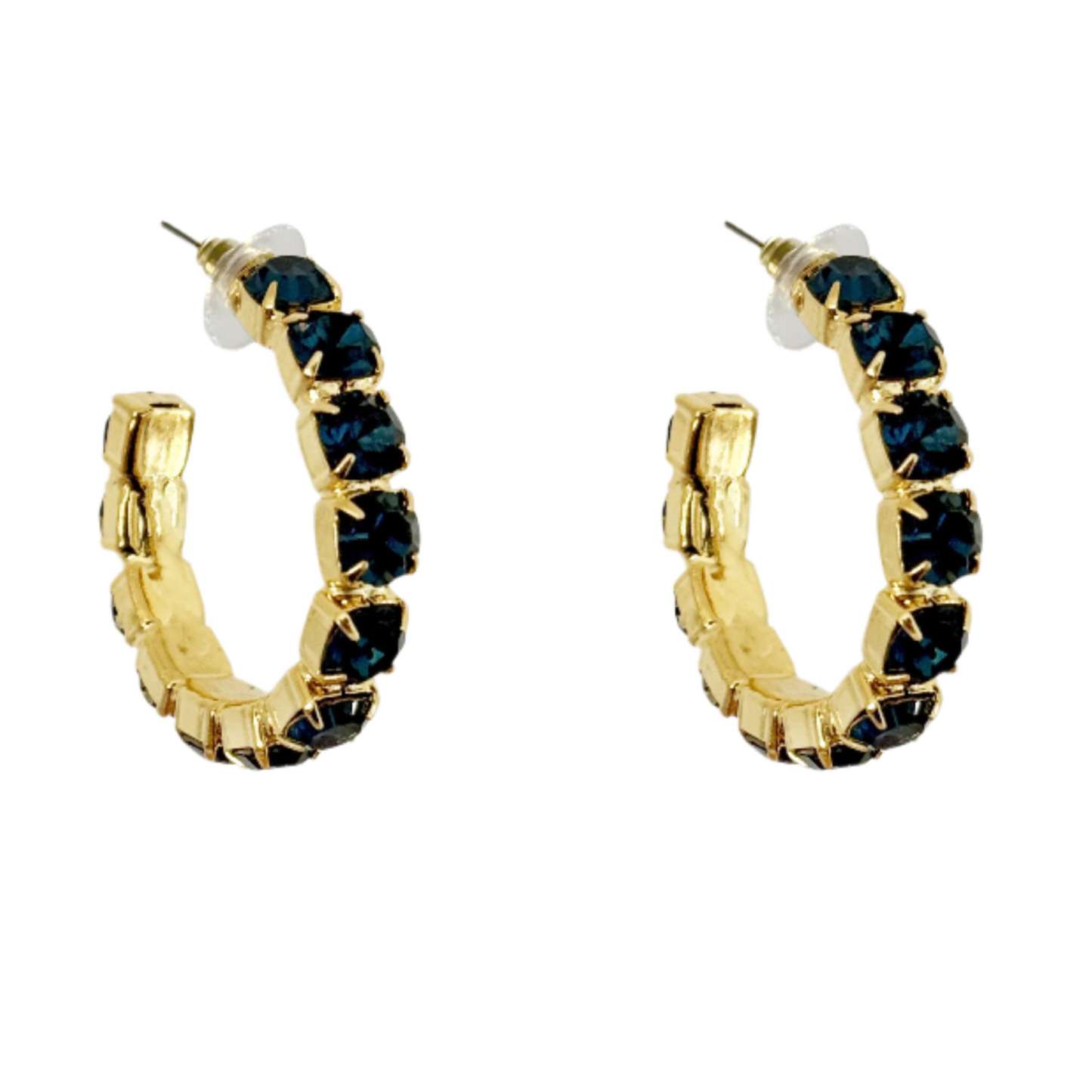 Daphne Dark Blue Crystal Hoops