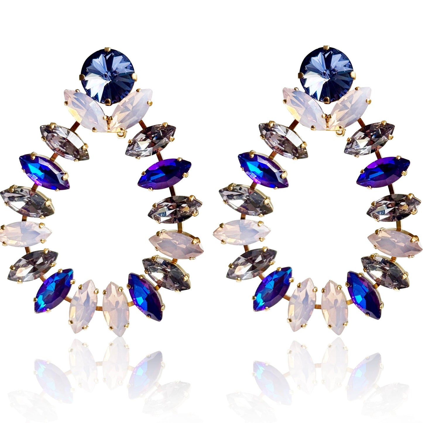 Julie Purple Ombre Crystal Hoops