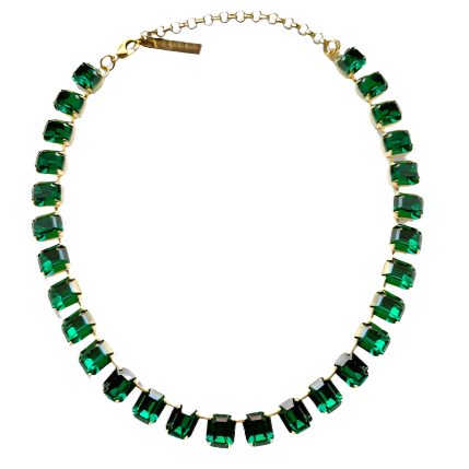 Cara Emerald Green Crystal Square Cut Necklace Pre Order