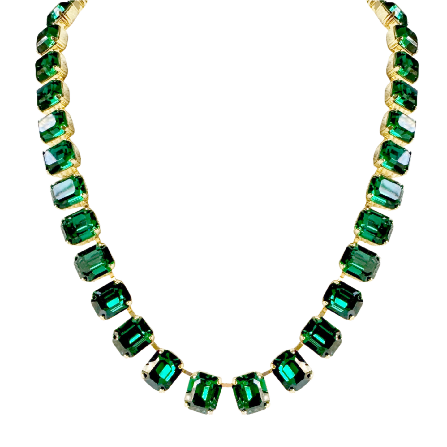 Cara Emerald Green Crystal Square Cut Necklace Pre Order