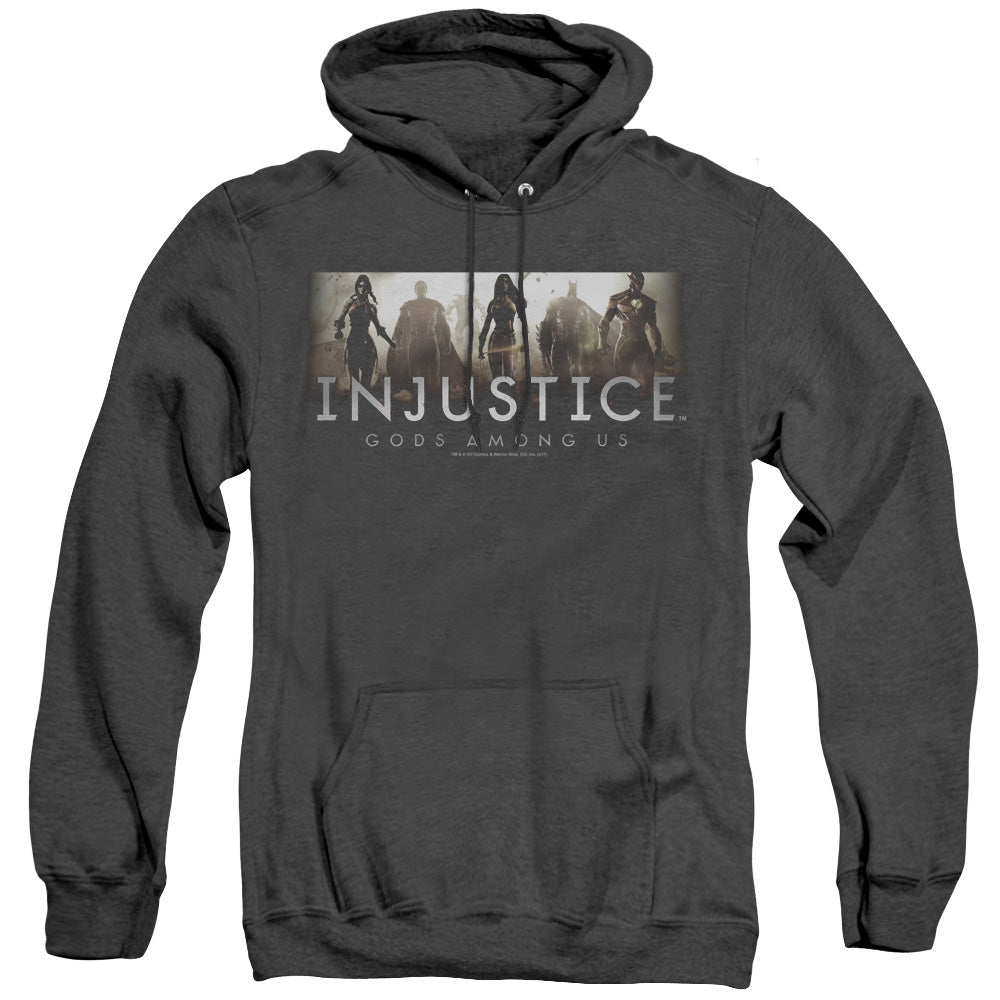 Injustice Gods Among Us Logo Mens Heather Hoodie Black Officially Licensed