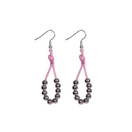 Drop Wax String Pearl and Metal Earrings - Thailand