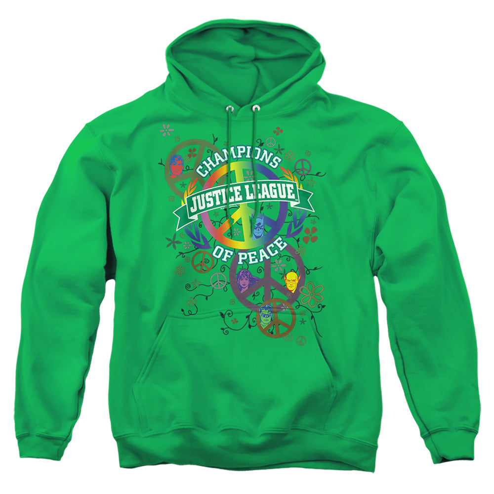 Justice League Of America Peace League Mens Hoodie Kelly Green Officially Licensed
