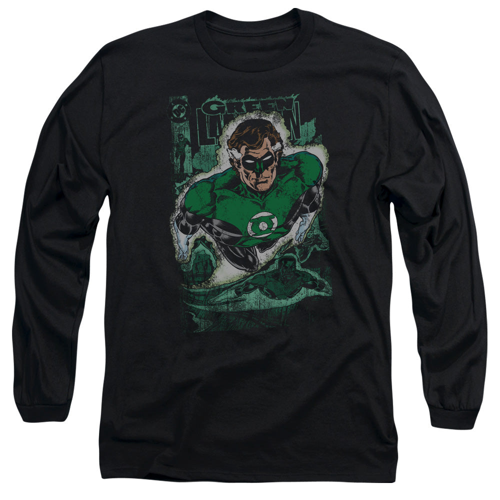 Justice League Green Lantern #1 Distress Mens Long Sleeve Shirt Black Officially Licensed