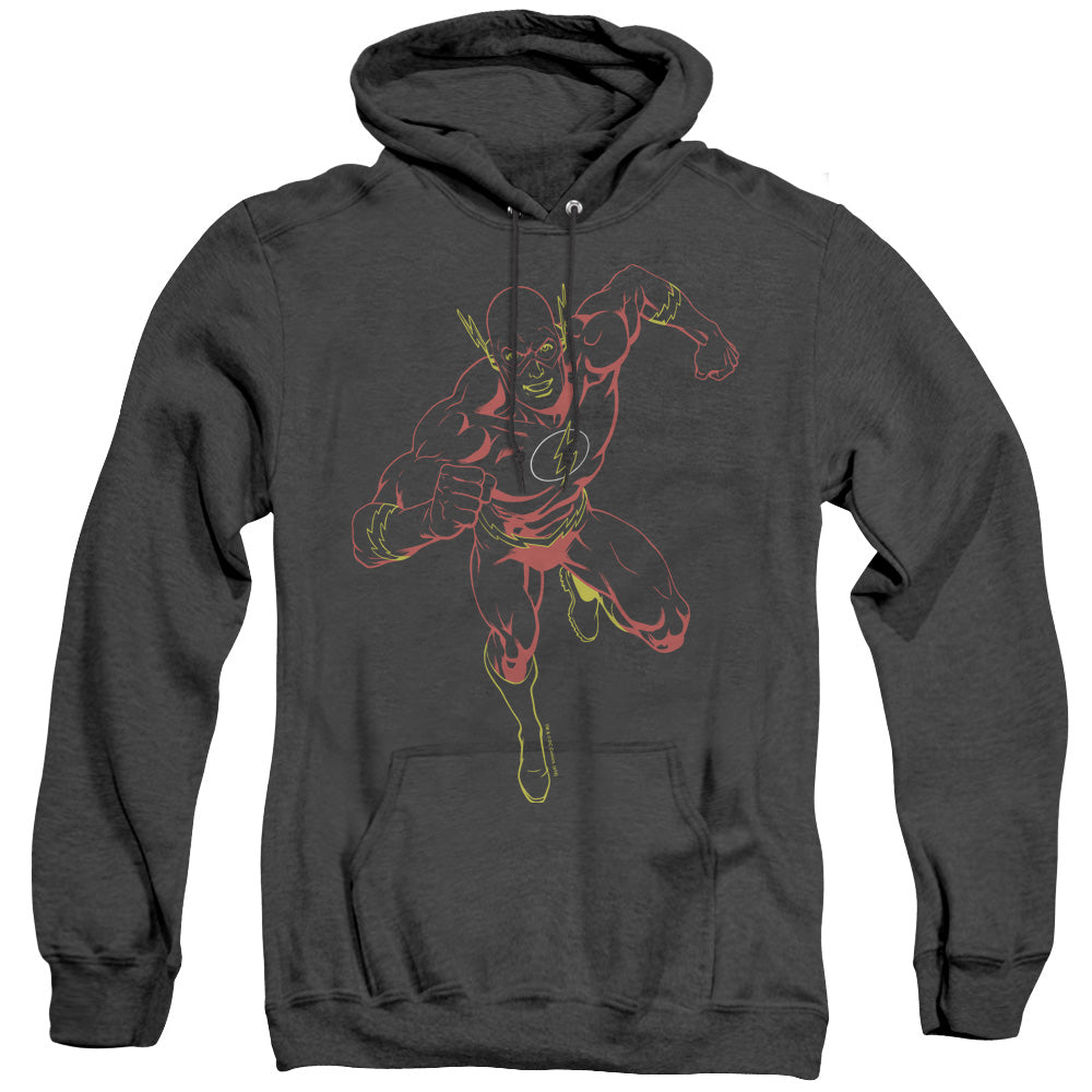 Justice League Of America Neon Flash Mens Heather Hoodie Black Officially Licensed