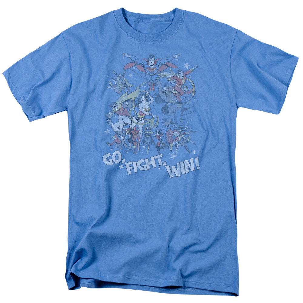 Justice League Of America  Go Fight Win Mens T Shirt Carolina Blue Officially Licensed