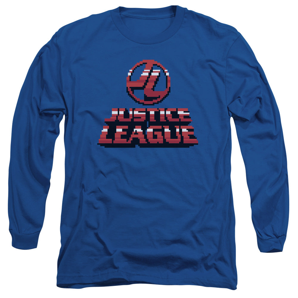 Jla 8 Bit Jla Mens Long Sleeve Shirt Royal Officially Licensed