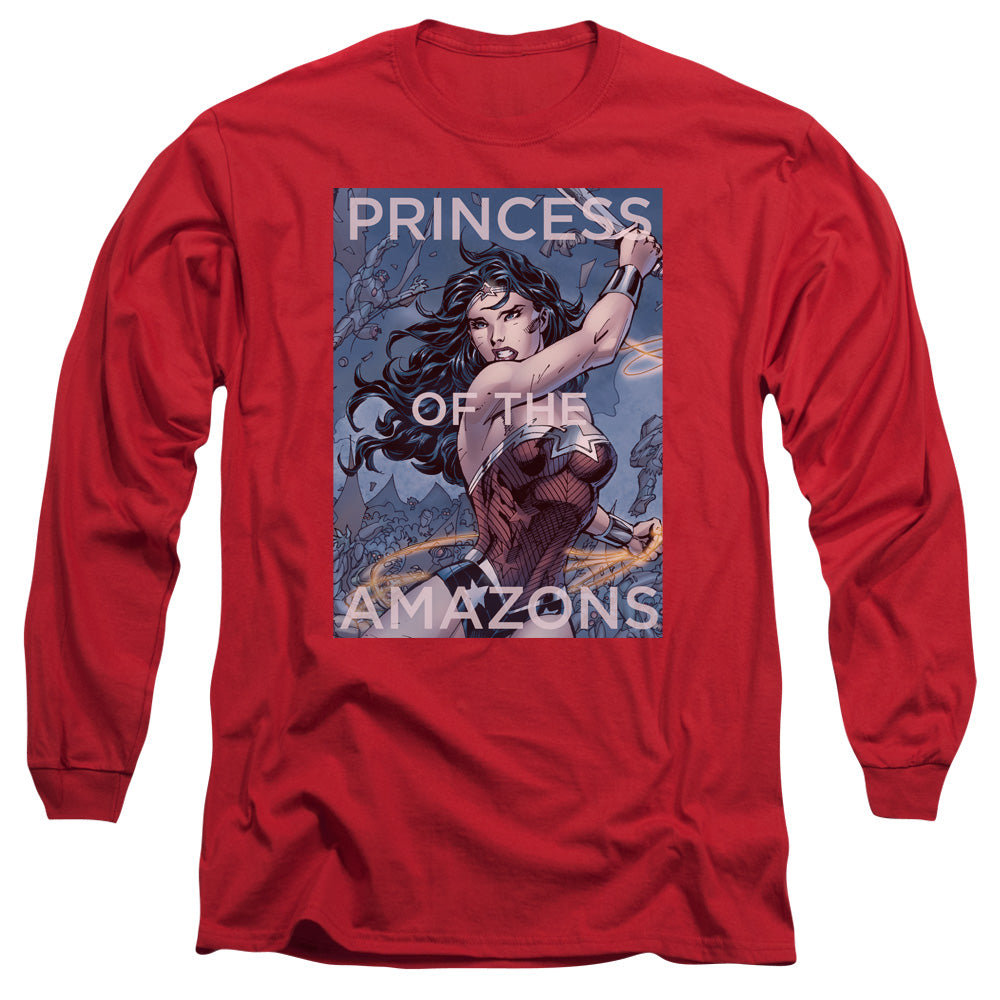Justice League Princess of the Amazons Mens Long Sleeve Shirt Red Officially Licensed