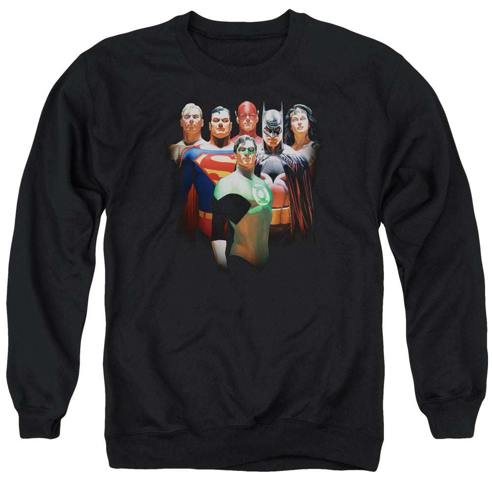 Justice League Of America Roll Call Mens Crewneck Sweatshirt Black Officially Licensed