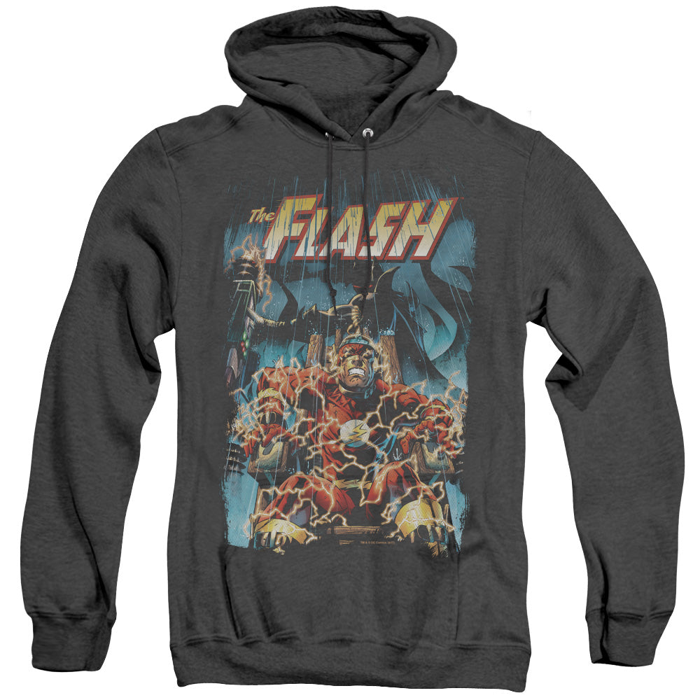 Justice League Of America Electric Chair Heather Mens Hoodie Black Officially Licensed