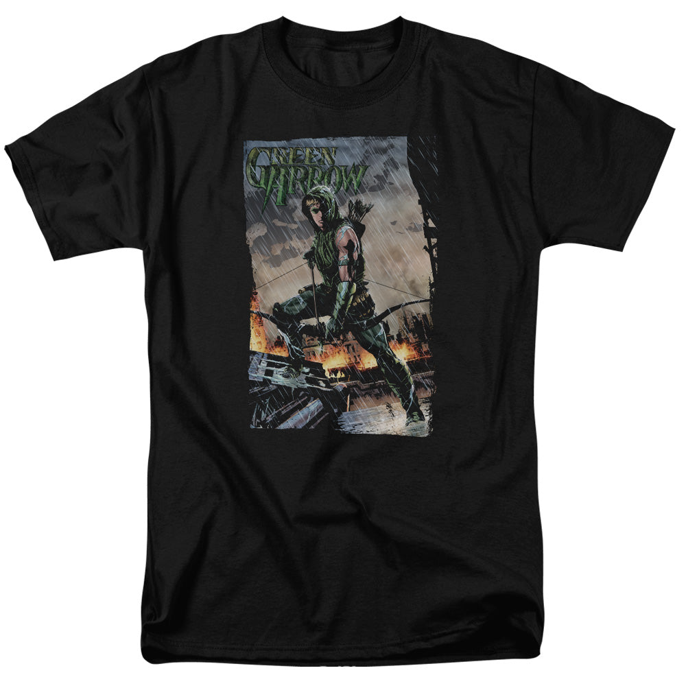 Justice League Of America Fire And Rain Mens T Shirt Black Officially Licensed