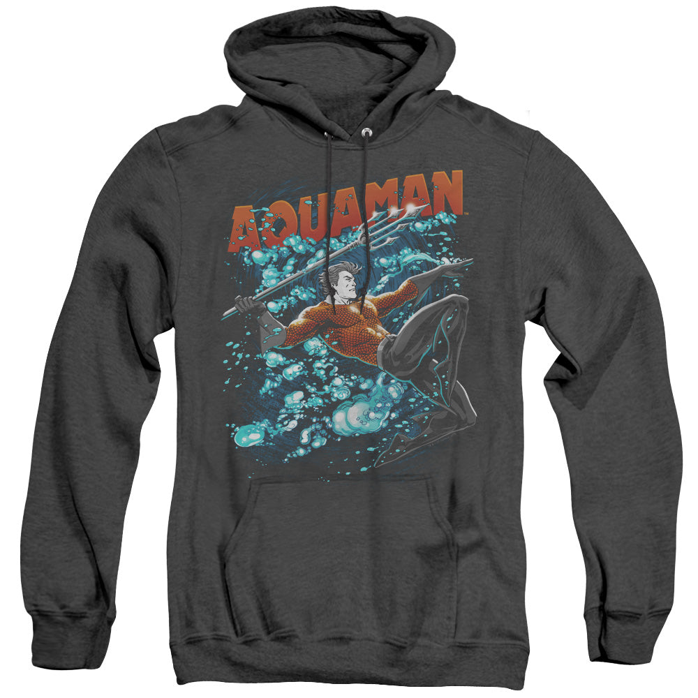 Justice League Of America Aqua Bubbles Mens Heather Hoodie Black Officially Licensed
