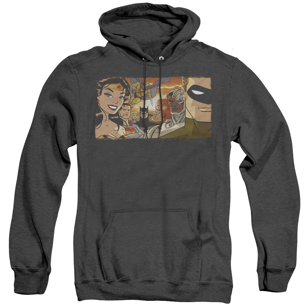 Justice League Of America Cinematic League Mens Heather Hoodie Black Officially Licensed