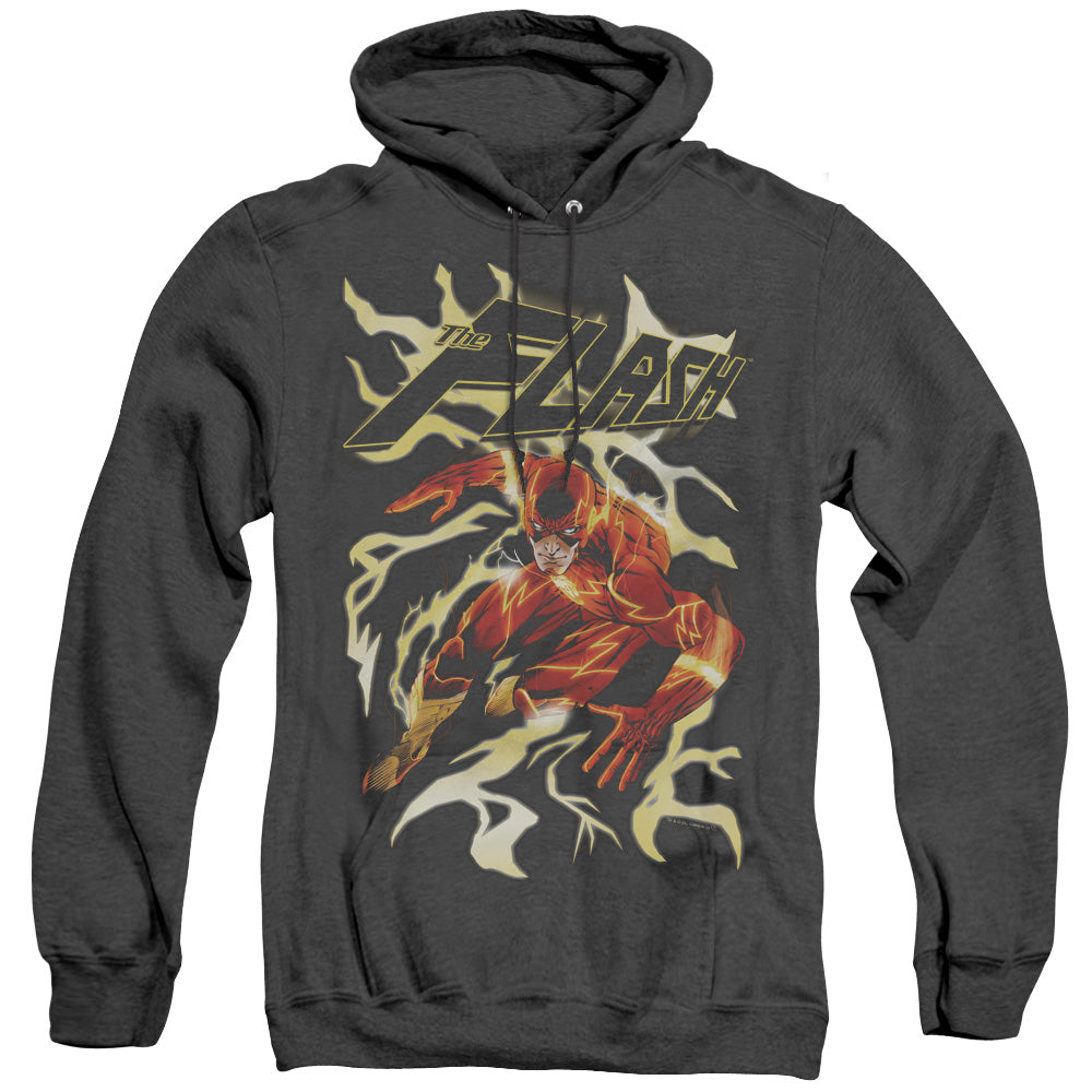 Justice League Electric Run Heather Mens Hoodie Black Officially Licensed