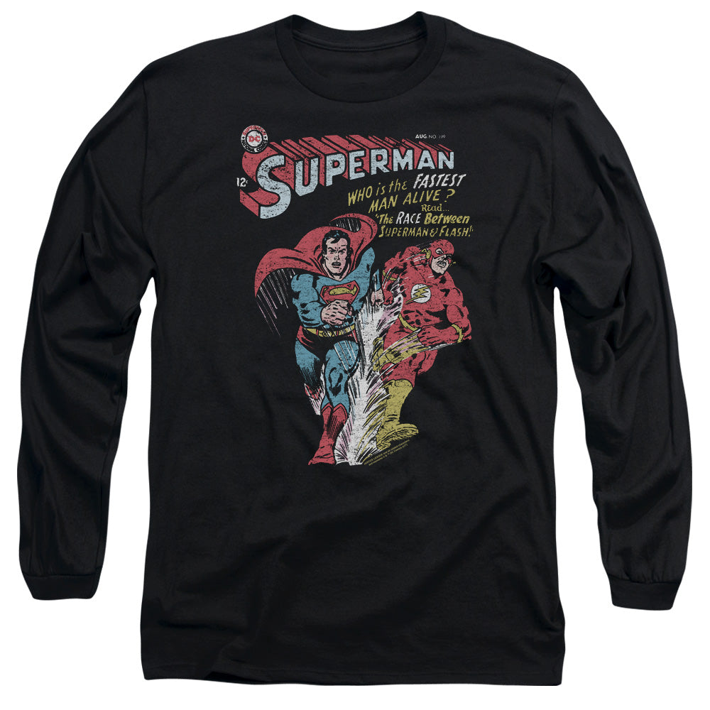 Justice League Fastest Mens Long Sleeve Shirt Black Officially Licensed
