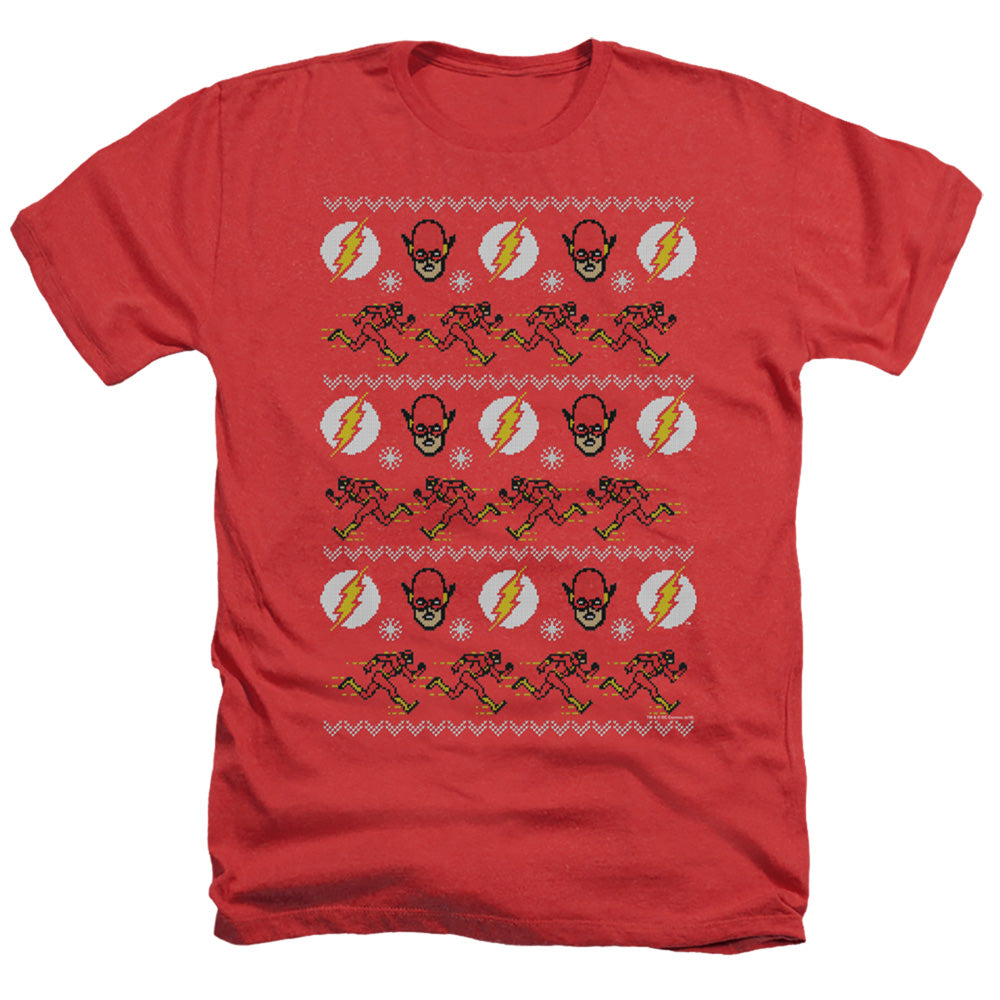 Dc Flash the Flash Ugly Christmas Sweater Heather Mens T Shirt Red Officially Licensed
