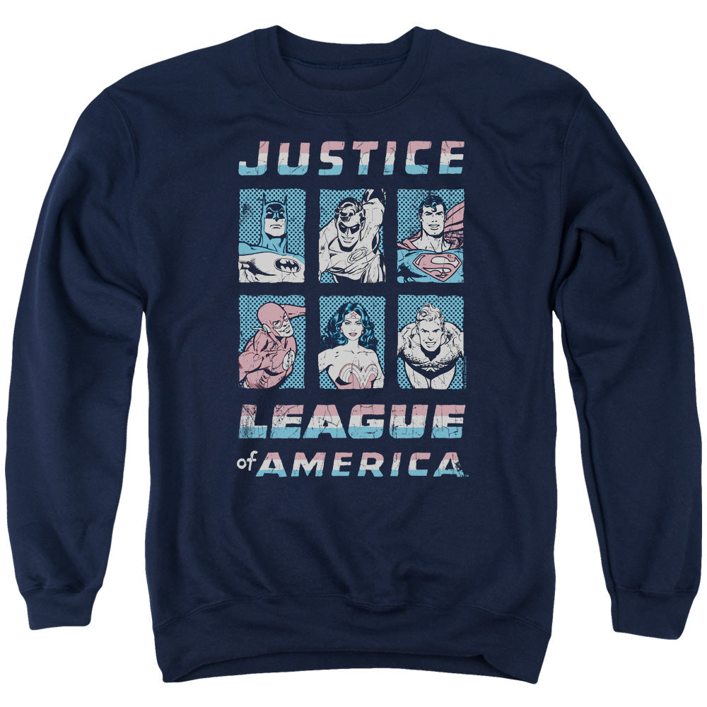 Justice League Of America American League Mens Crewneck Sweatshirt Navy Officially Licensed