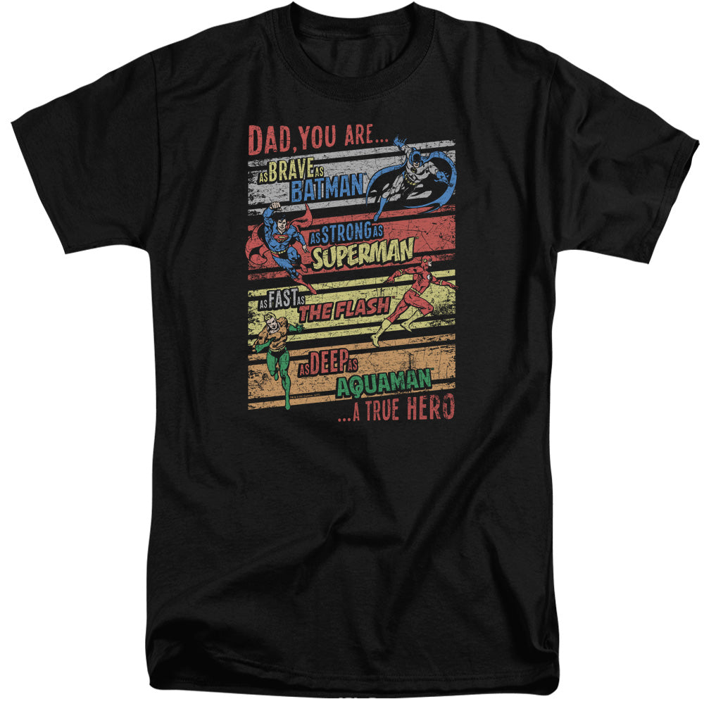 Justice League a True Hero Mens Tall T Shirt Black Officially Licensed