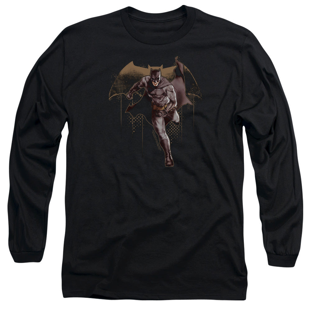 Justice League Movie Caped Crusader Mens Long Sleeve Shirt Black Officially Licensed Officially Licensed