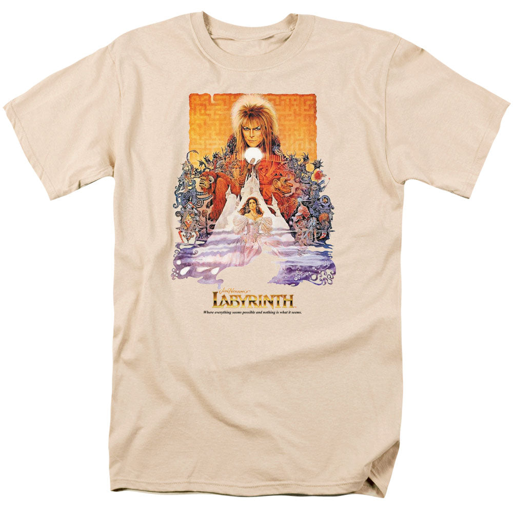 Labyrinth Movie Poster Mens T Shirt Pink Officially Licensed
