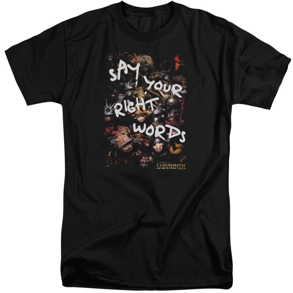 Labyrinth Right Words Mens Tall T Shirt Black Officially Licensed