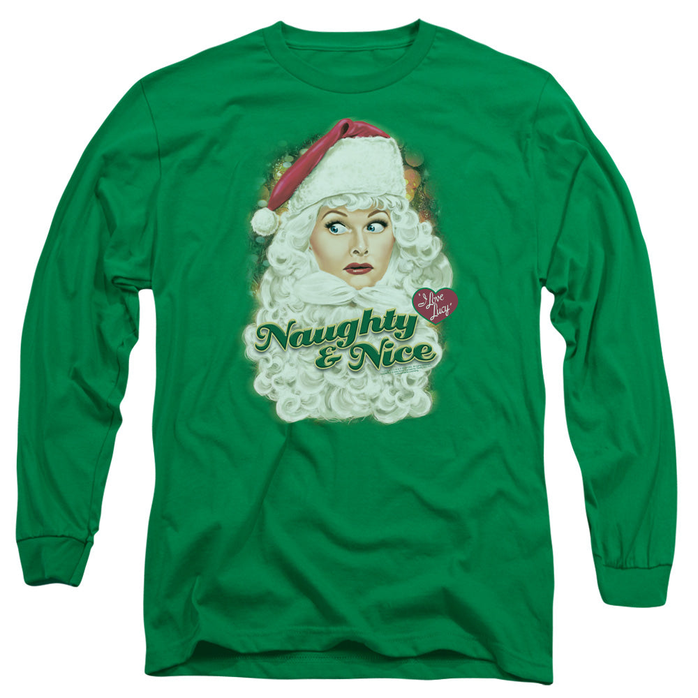 I Love Lucy Santa Mens Long Sleeve Shirt Kelly Green Officially Licensed Officially Licensed