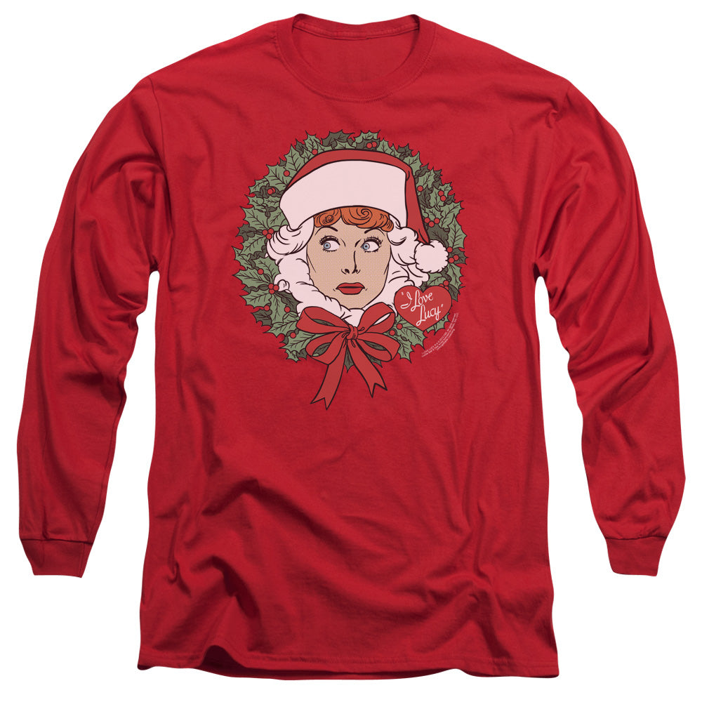 I Love Lucy Wreath Mens Long Sleeve Shirt Red Officially Licensed Officially Licensed