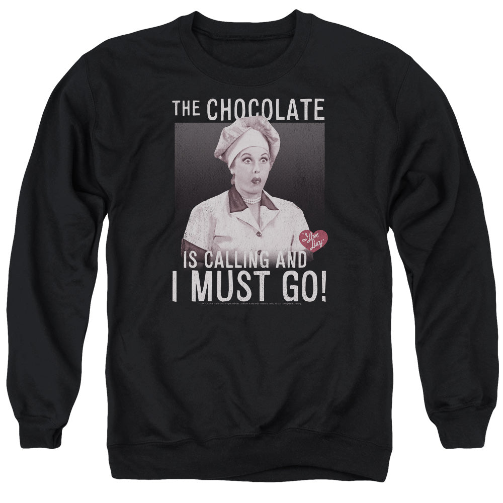 I Love Lucy Chocolate Calling Mens Crewneck Sweatshirt Black Officially Licensed