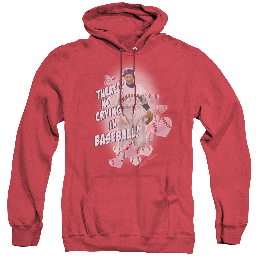 I Love Lucy No Crying In Baseball Heather Mens Hoodie Red Officially Licensed