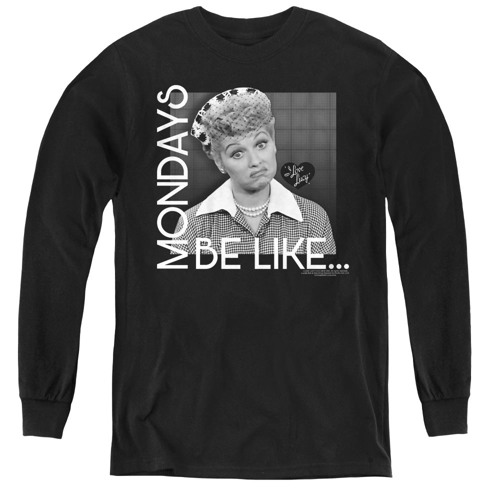 I Love Lucy Mondays Be Like Long Sleeve Kids Youth T Shirt Black Officially Licensed