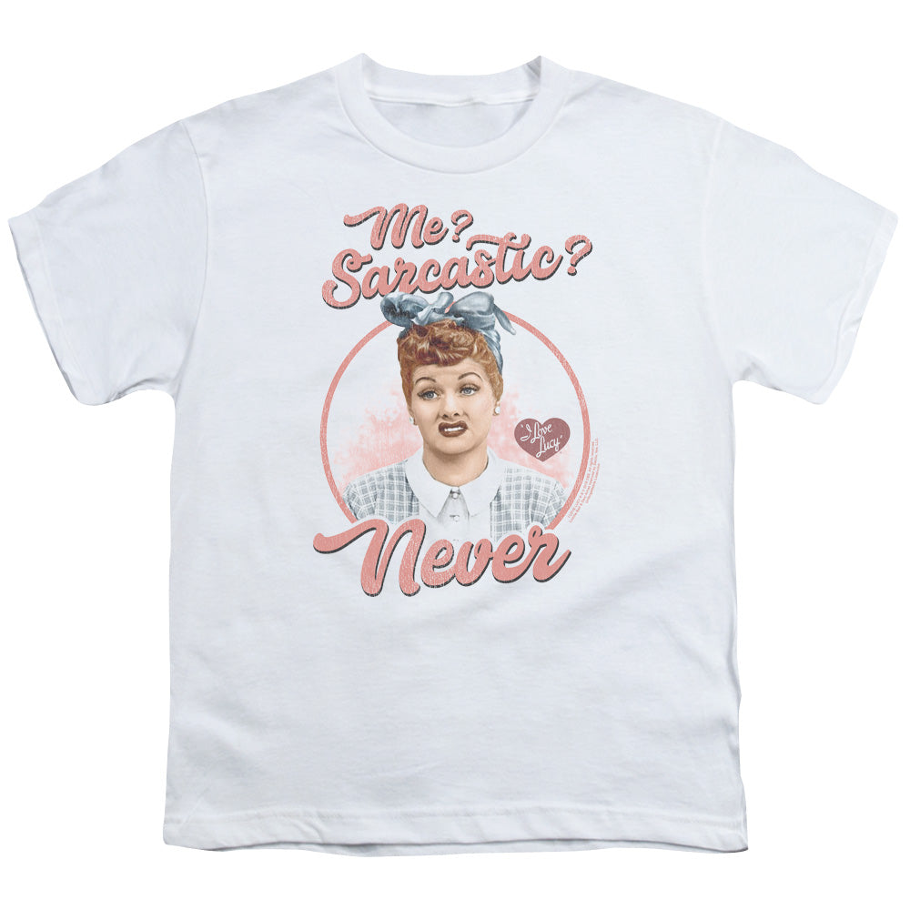 I Love Lucy Sarcastic Kids Youth T Shirt White Officially Licensed
