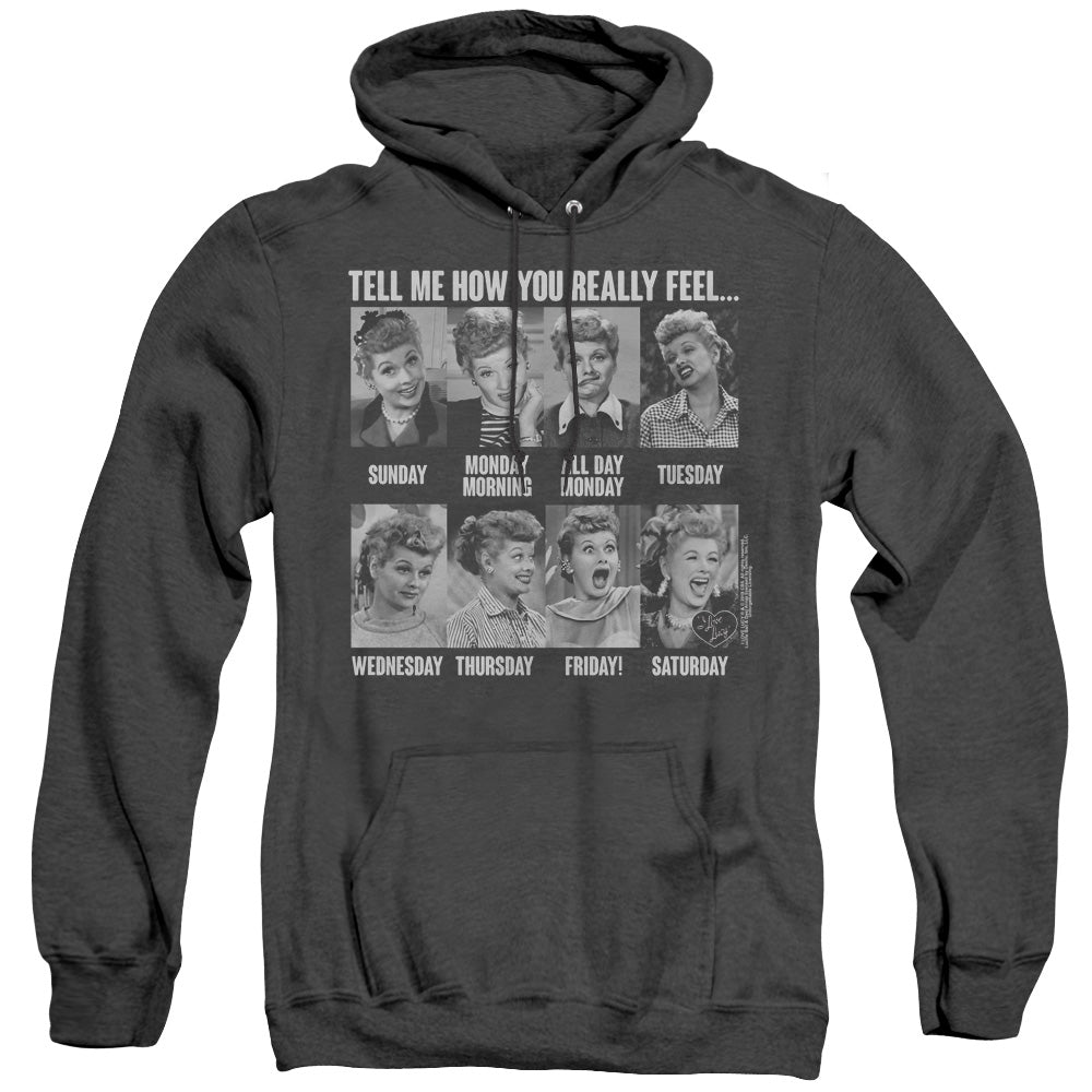 I Love Lucy 8 Days A Week Heather Mens Hoodie Black Officially Licensed
