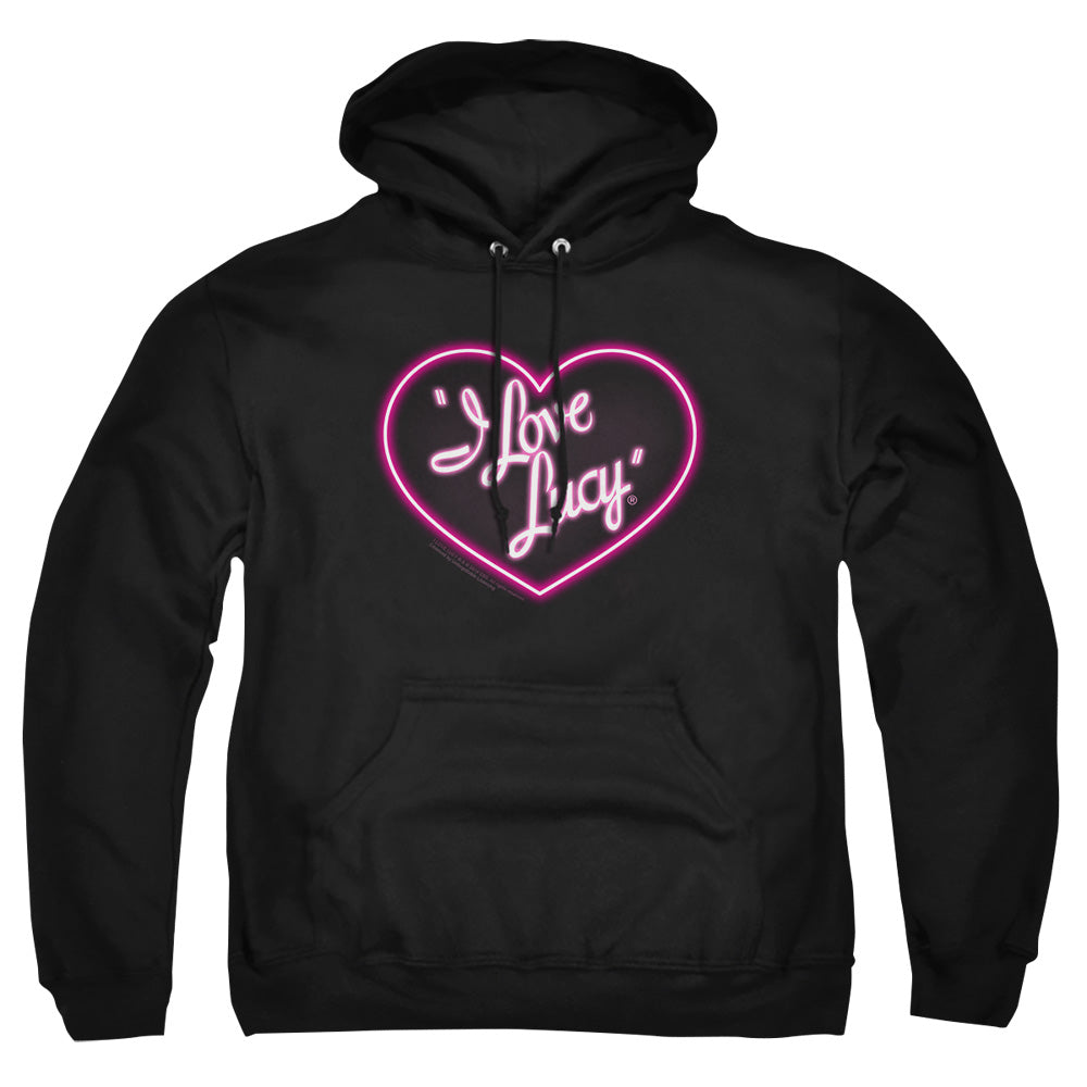 I Love Lucy Neon Logo Mens Hoodie Black Officially Licensed