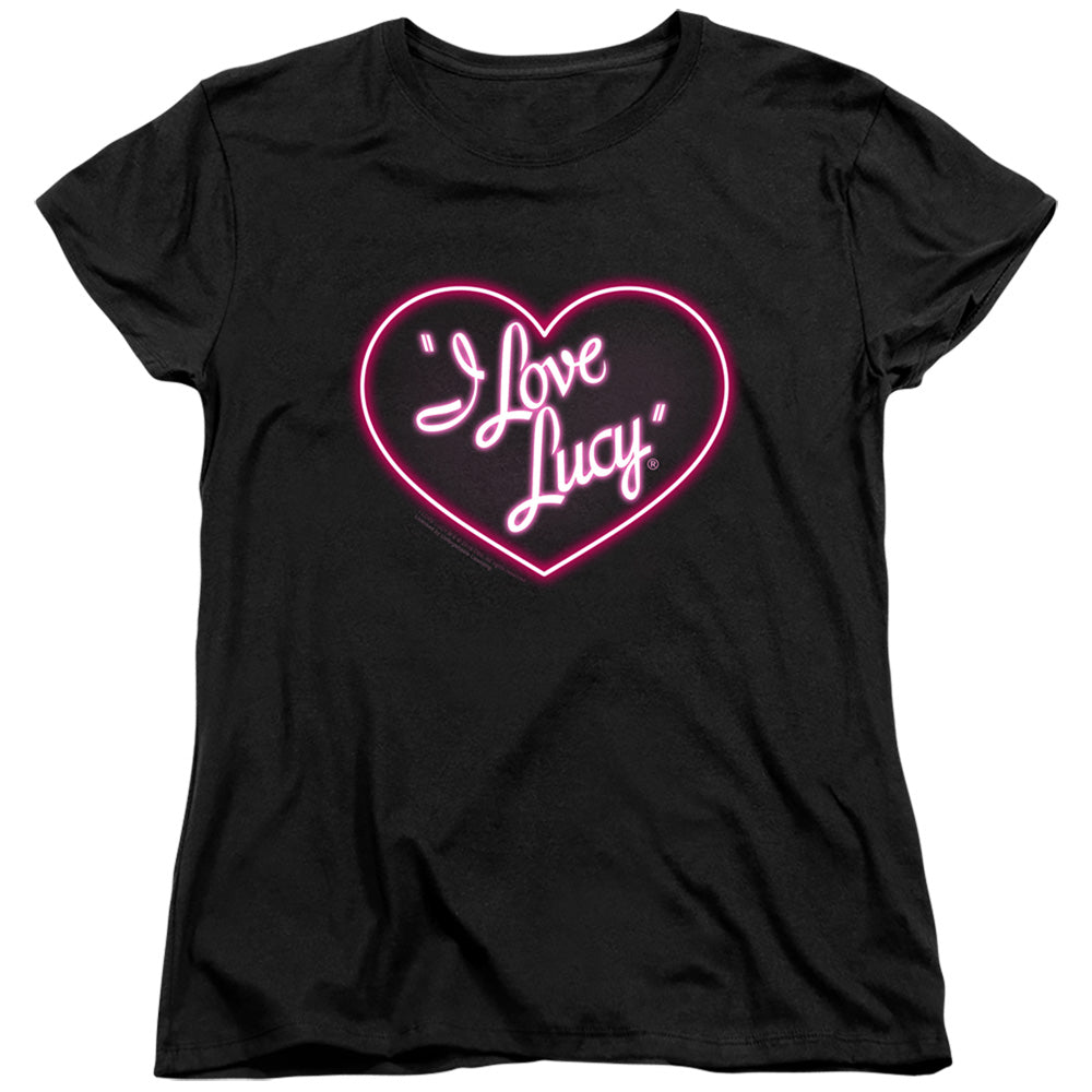 I Love Lucy Neon Logo S S Women's Tee Black Officially Licensed