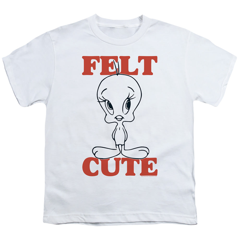 Looney Tunes Felt Cute Kids Youth T Shirt White Officially Licensed
