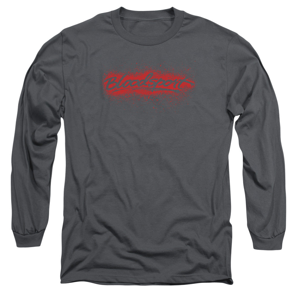 Bloodsport Blood Splatter Mens Long Sleeve Shirt Charcoal Officially Licensed Officially Licensed