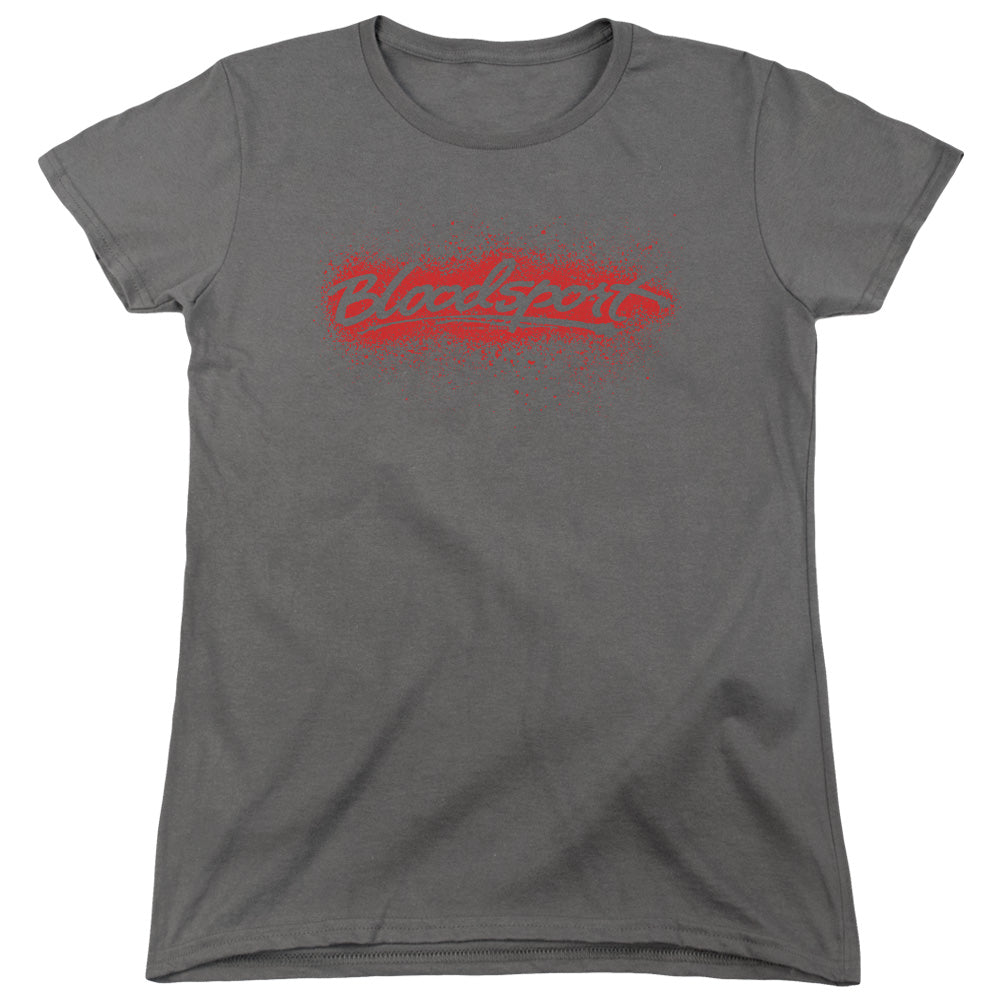 Bloodsport Blood Splatter Womens T Shirt Charcoal Officially Licensed
