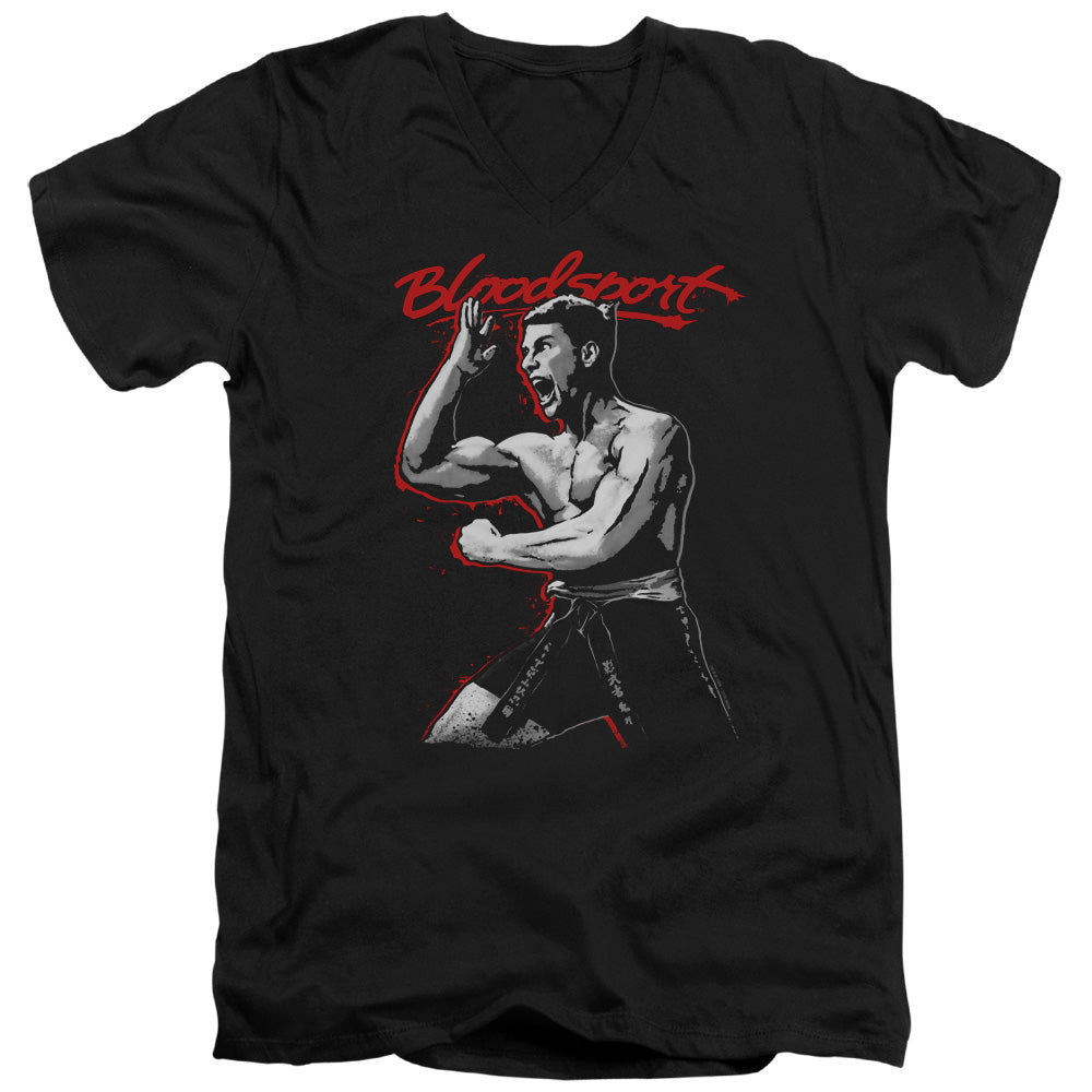 Bloodsport Loud Mouth Mens Slim Fit V-Neck T Shirt Black Officially Licensed