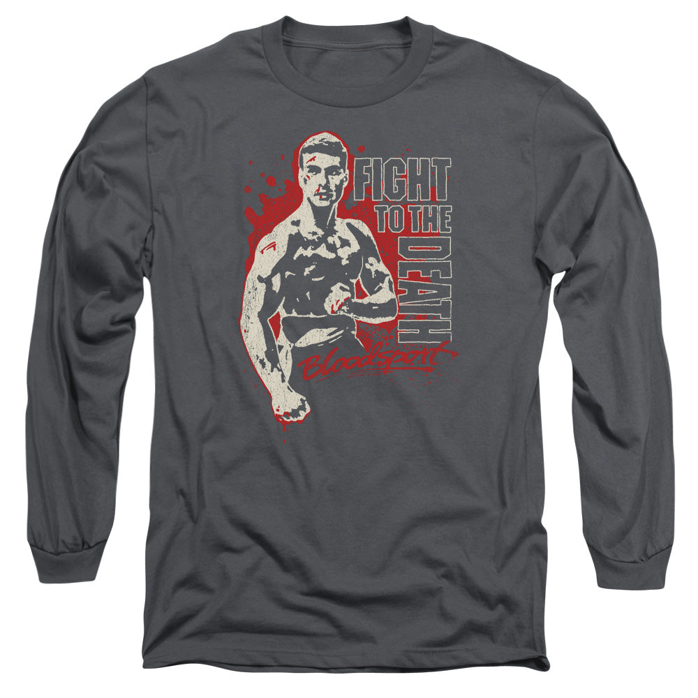 Bloodsport To The Death Mens Long Sleeve Shirt Charcoal Officially Licensed Officially Licensed