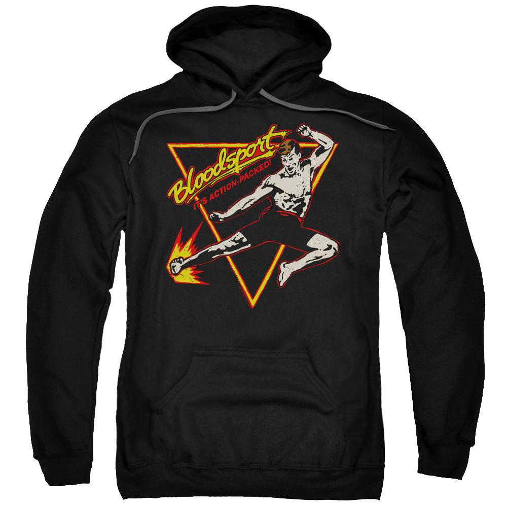 Bloodsport Action Packed Mens Hoodie Black Officially Licensed