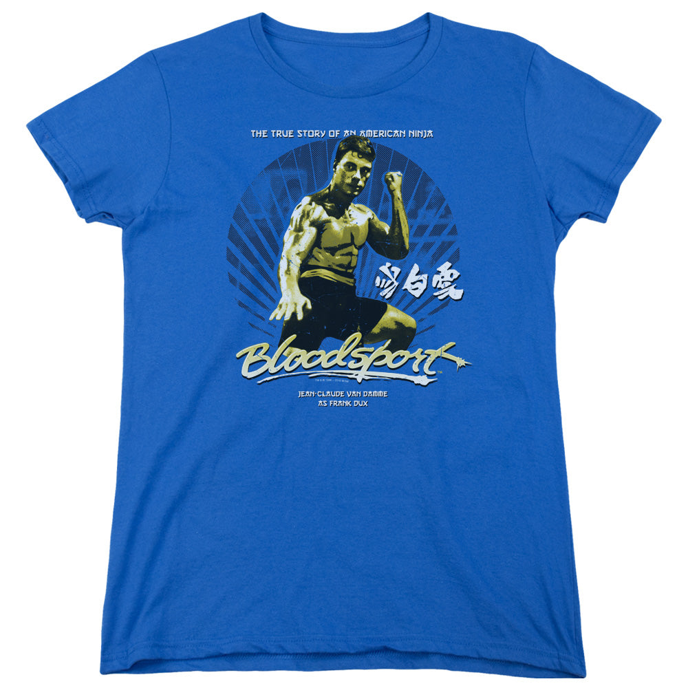 Bloodsport American Ninja Womens T Shirt Royal Blue Officially Licensed