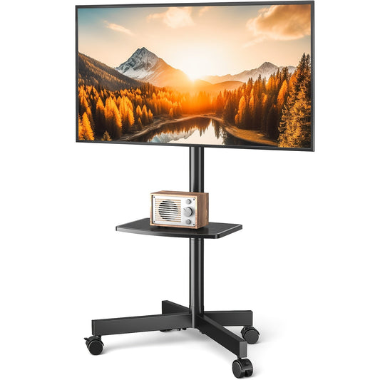 Mobile TV Cart Stand 23-60 Inch Rolling TV Stand w/ Shelf VESA 400x400 88lbs