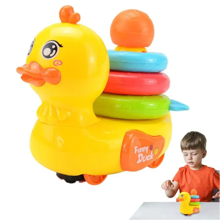 Moving Duck Toys Electric Duck Teether Ring Colorful Interactive Electric Children Toy With Music And Lights For Home - THOOBO!