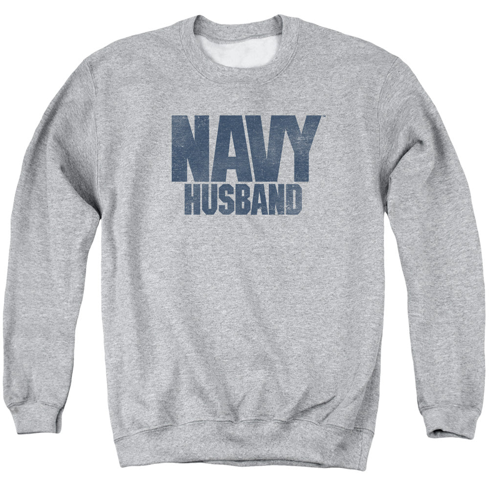 Navy Husband Mens Crewneck Sweatshirt Athletic Heather Officially Licensed