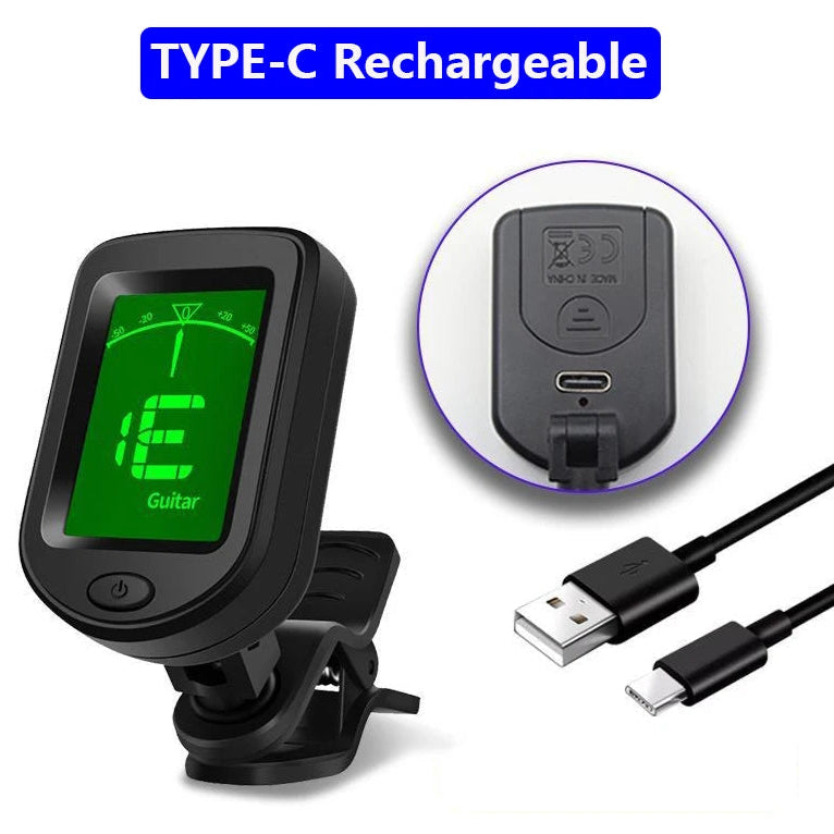 NEW Rechargeable Guitar Tuner For All Instruments Clip on Electronic Tuner for Guitar Bass Ukulele Violin Mandolin Banjo - THOOBO!